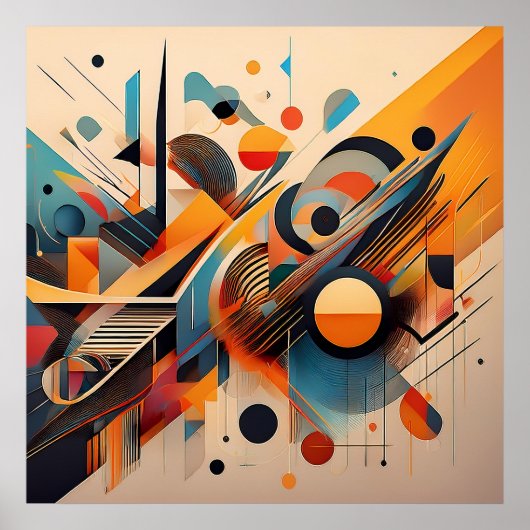 Abstracte chaos en orde – geometrische kunst poster (Voorkant)