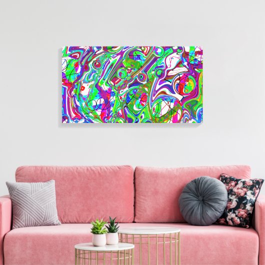 Abstracte Chaos Kleurrijke Kunst Canvas Afdruk (Insitu (Woonkamer))