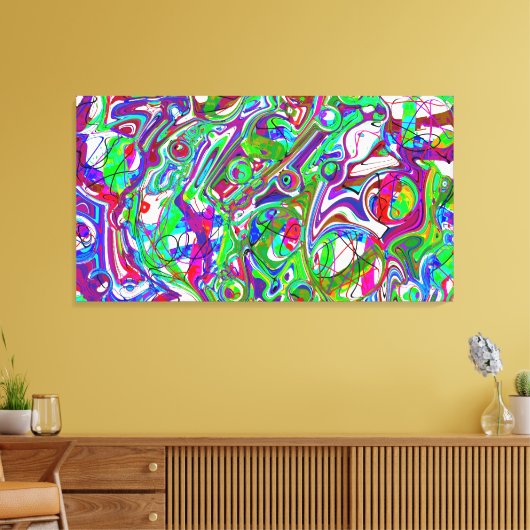 Abstracte Chaos Kleurrijke Kunst Canvas Afdruk (Insitu (Woonkamer))