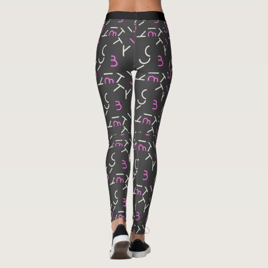 Abstracte Chaos Nummers en alfabetten Leggings (Achterkant)