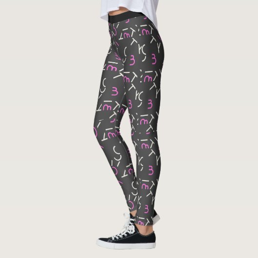 Abstracte Chaos Nummers en alfabetten Leggings (Links)