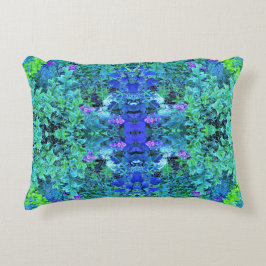 Abstracte Chartreuse en Blauwe Bladpatroon Accent Kussen
