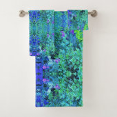 Abstracte Chartreuse en Blauwe Bladpatroon Bad Handdoek (Insitu)