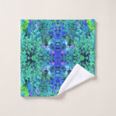 Abstracte Chartreuse en Blauwe Bladpatroon Bad Handdoek (Wasdoekje)