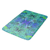 Abstracte Chartreuse en Blauwe Bladpatroon Badmat (Gekanteld)