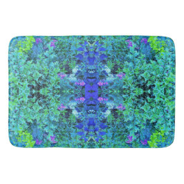 Abstracte Chartreuse en Blauwe Bladpatroon Badmat