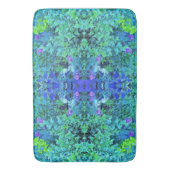Abstracte Chartreuse en Blauwe Bladpatroon Badmat (Voorkant Verticaal)