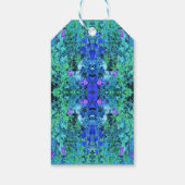 Abstracte Chartreuse en Blauwe Bladpatroon Cadeaulabel (Achterkant)