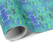 Abstracte Chartreuse en Blauwe Bladpatroon Cadeaupapier (Rol Hoek)