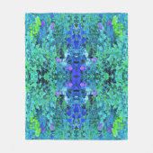 Abstracte Chartreuse en Blauwe Bladpatroon Fleece Deken (Voorkant)