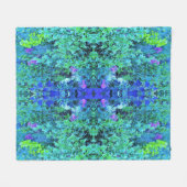 Abstracte Chartreuse en Blauwe Bladpatroon Fleece Deken (Voorkant (Horizontaal))