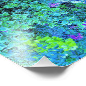 Abstracte Chartreuse en Blauwe Bladpatroon Foto Afdruk (Hoek)