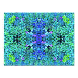 Abstracte Chartreuse en Blauwe Bladpatroon Foto Afdruk