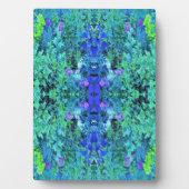 Abstracte Chartreuse en Blauwe Bladpatroon Fotoplaat (voorkant)