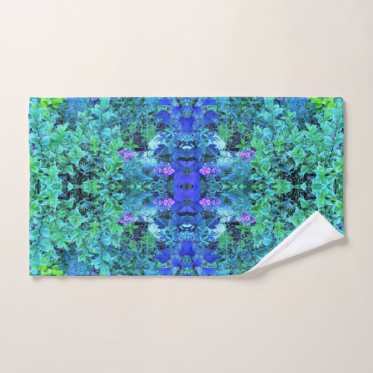 Abstracte Chartreuse en Blauwe Bladpatroon Handdoek (Handdoek)