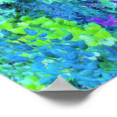Abstracte Chartreuse en Blauwe Bladpatroon Poster (Hoek)