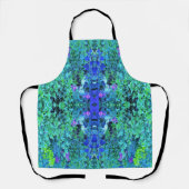 Abstracte Chartreuse en Blauwe Bladpatroon Schort (Voorkant)