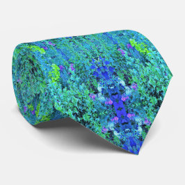 Abstracte Chartreuse en Blauwe Bladpatroon Stropdas