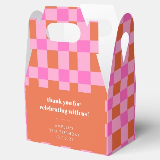 Abstracte Checker Pink Custom 21st Verjaardag Beda Bedankdoosjes (Geopend)