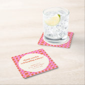 Abstracte Checker Pink Custom 21st Verjaardag Beda Kartonnen Onderzetters (Insitu)