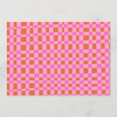 Abstracte Checker Roze Oranje Aangepaste Bruidsdou Advieskaart (Achterkant)