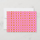Abstracte Checkerboard Roze Oranje Aangepaste naam Bedankkaart (Achterkant)