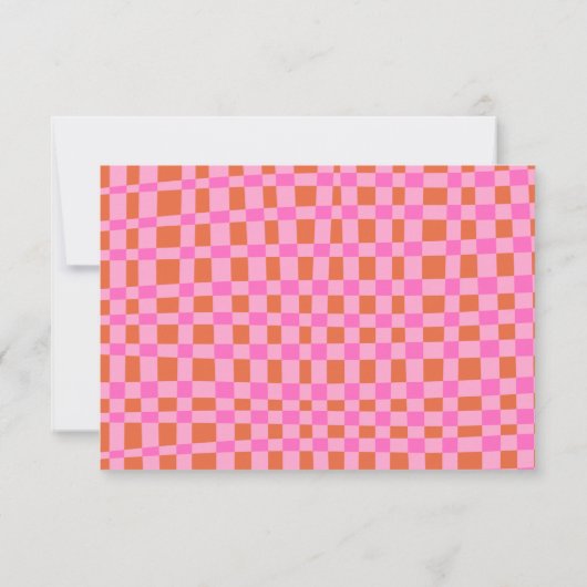 Abstracte Checkerboard Roze Oranje Aangepaste naam Bedankkaart (Achterkant)