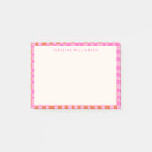 Abstracte Checkerboard Roze Oranje Aangepaste naam Post-it® Notes (Voorkant)