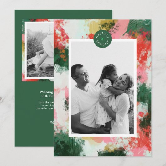 Abstracte Cheer kerstvakantie fotokaart Feestdagenkaart (Voorkant / Achterkant)