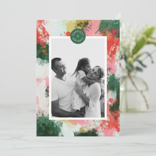 Abstracte Cheer kerstvakantie fotokaart Feestdagenkaart (Staand voorkant)