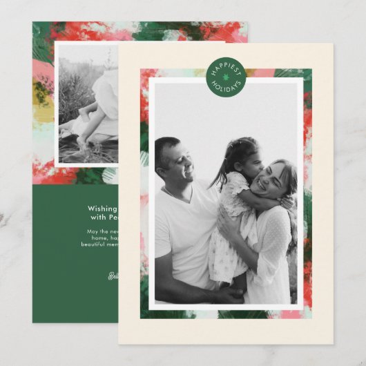 Abstracte Cheer Lijst Kerstvakantie Foto Kaart (Voorkant / Achterkant)