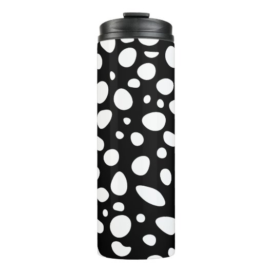 Abstracte Cheetah Spots Zwart & Wit Monochrome Thermosbeker (Voorkant)