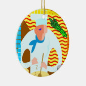 Abstracte Chef-koken, tekst toevoegen, bewerken Keramisch Ornament (Rechts)