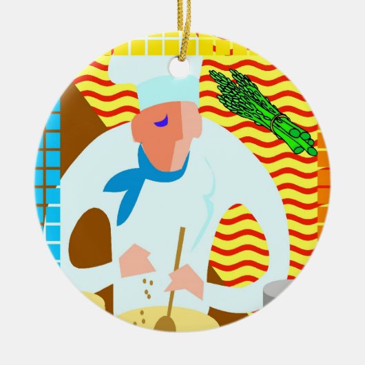 Abstracte Chef-koken, tekst toevoegen, bewerken Keramisch Ornament (Voorkant)