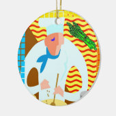 Abstracte Chef-koken, tekst toevoegen, bewerken Keramisch Ornament (Links)
