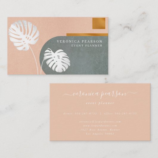 Abstracte chemicaliën | Tropisch lef Modern Visitekaartje (Voorkant / Achterkant)