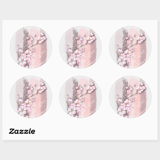 Abstracte Cherry Blossom Ronde Sticker (Vel)