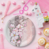 Abstracte Cherry Blossom Round Paper Borden Papieren Bordje (Feest)