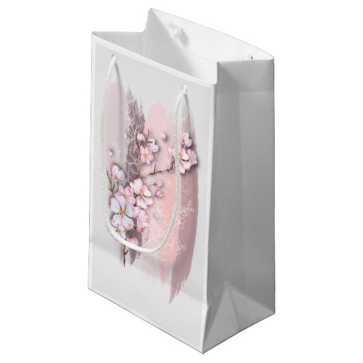Abstracte Cherry Blossom Small Gift Bag Klein Cadeauzakje (Voorkant Gekanteld)