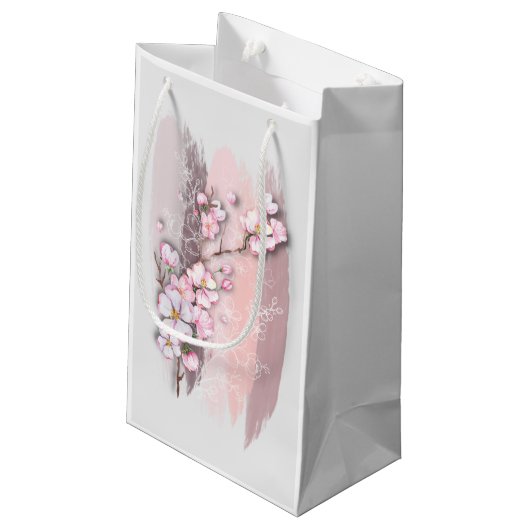 Abstracte Cherry Blossom Small Gift Bag Klein Cadeauzakje (Achterkant Gekanteld)