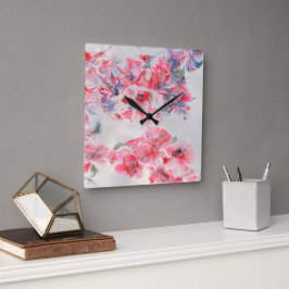Abstracte Cherry Blossom Vierkante Klok