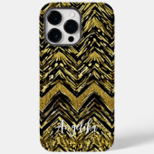 Abstracte Chevron Gold en zwarte persoonlijke naam Case-Mate iPhone Case (Achterkant)