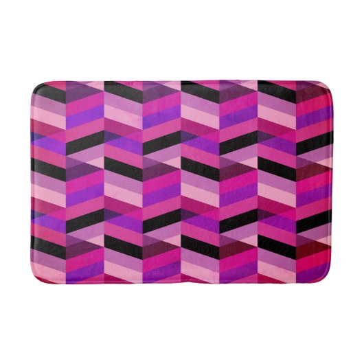 Abstracte chevron/visgraat | Paars & Violet Badmat (Voorkant)