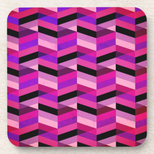 Abstracte chevron/visgraat   Paars & Violet Bier Onderzetter