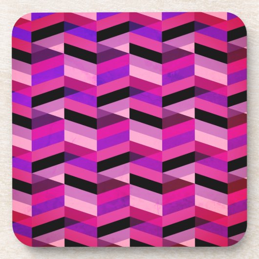 Abstracte chevron/visgraat | Paars & Violet Bier Onderzetter (Voorkant)