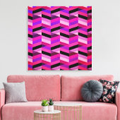 Abstracte chevron/visgraat | Paars & Violet Canvas Afdruk (Insitu (Woonkamer))