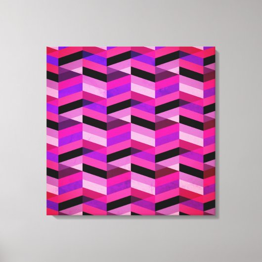Abstracte chevron/visgraat | Paars & Violet Canvas Afdruk (Voorkant)