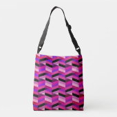 Abstracte chevron/visgraat | Paars & Violet Crossbody Tas (Achterkant)