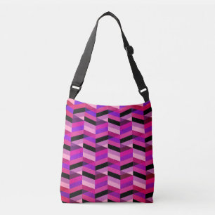 Abstracte chevron/visgraat   Paars & Violet Crossbody Tas