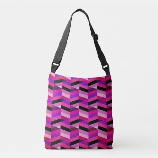 Abstracte chevron/visgraat | Paars & Violet Crossbody Tas (Voorkant)
